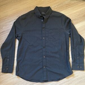 Express Men’s Charcoal Button Down Shirt Medium Stretch EUC